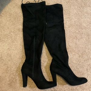 Thigh high black suede boots- size 11